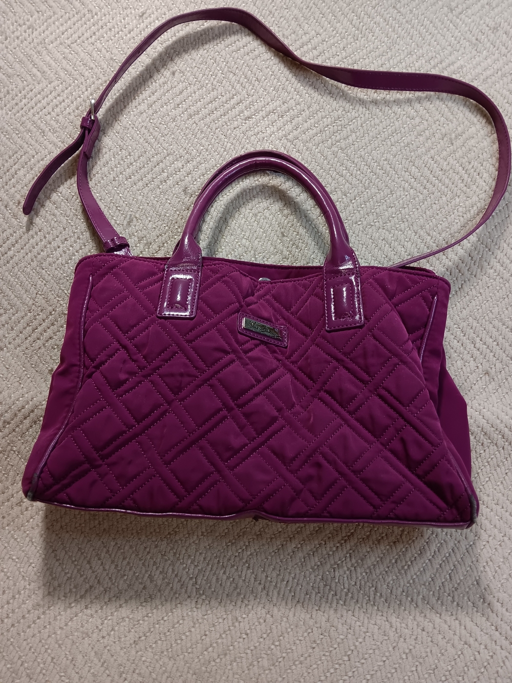 Vera Bradley Quilted Magenta Shoulder Satchel with Detachable Strap